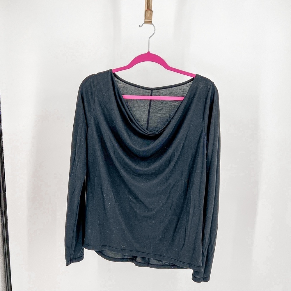 Lucy black long sleeve shirt with cowl neck
